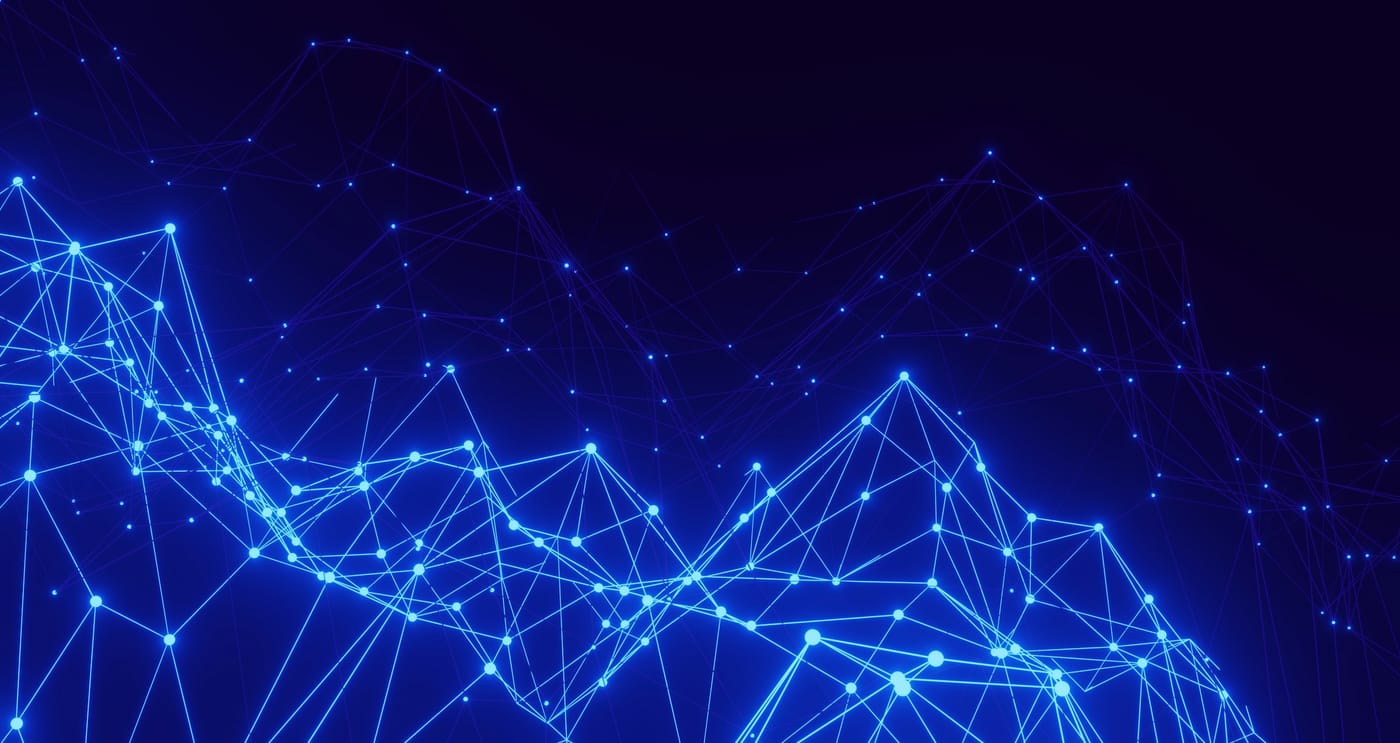 Abstract data wave and growth-line visual representing data-led advertising strategy planning